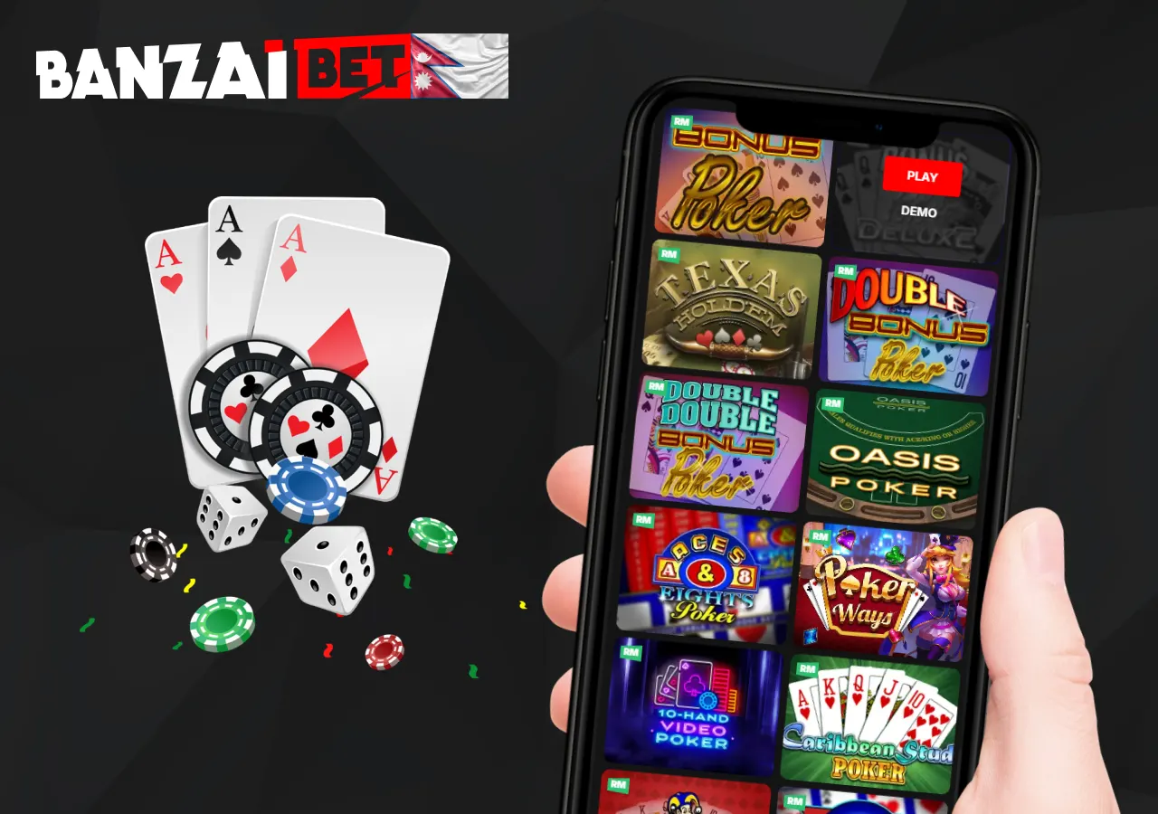 Live Casino offers over 90 poker variants and over 10 table game options