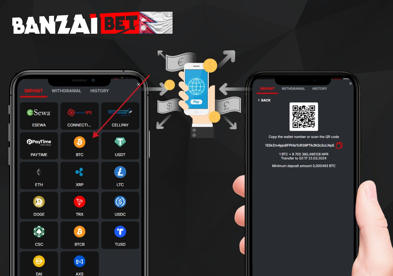 step-by-step instructions on how to deposit to Banzaibet Nepal account